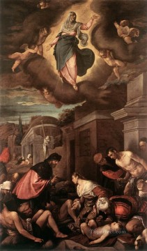  Gloria Pintura - San Roche entre las víctimas de la peste y la Virgen en la gloria Jacopo Bassano